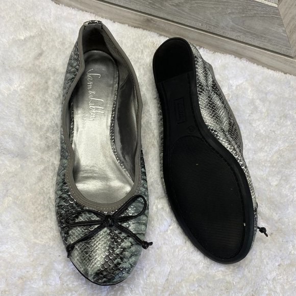 Sam & Libby Johnah Women's Silver Gray Snakeskin Ballet Flats Size 8.5 - Picture 12 of 12